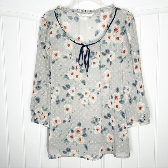 Lauren Conrad Romantic Floral Blouse XL Top 3/4 sleeves - Picture 2 of 4